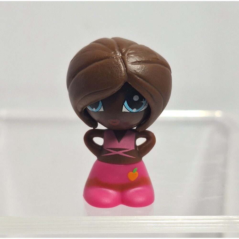 Gift Ems Mini Doll 1.5" African American Girl Pink Dress With a Peach